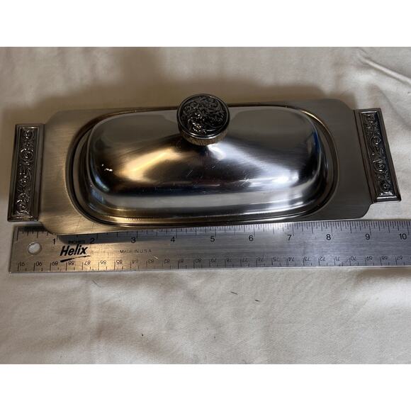 International Decorator 18-8 Stainless Set Vintage Covered Butter Dish - Picture 12 of 12